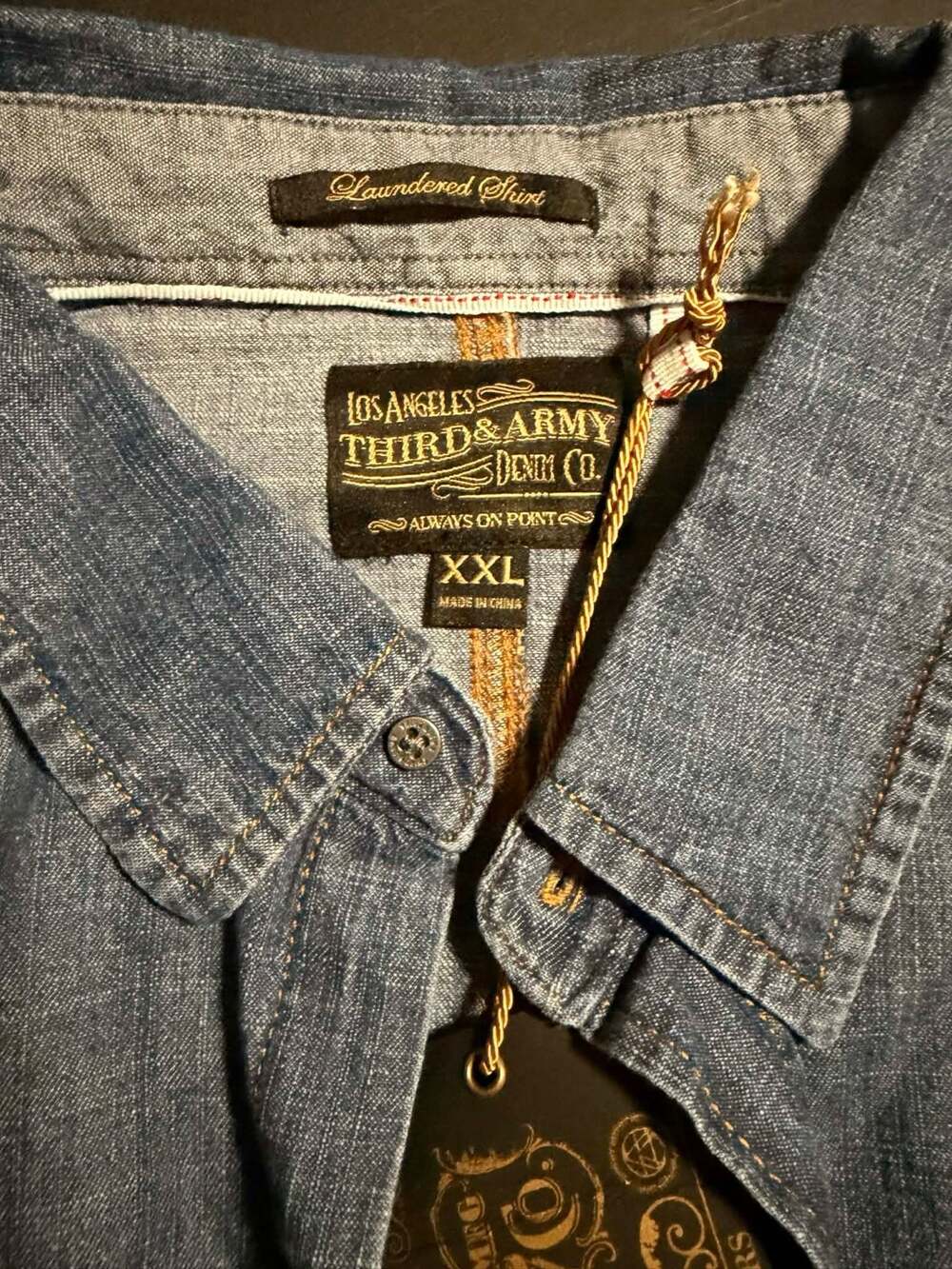 Third & Army Denim Co. Laundered Indigo Denim Long Sleeve Shirt XXL